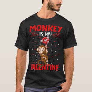 Monkey Is My Valentine Hearts Love Monkey Valentin T-Shirt