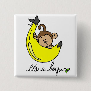 Monkey It's a Boy Tshirts and Gifts 2 Inch Square Button