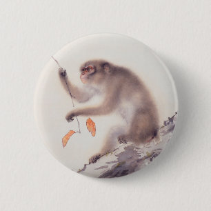 Monkey Japanese Painting - Year of the Monkey 2 Inch Round Button