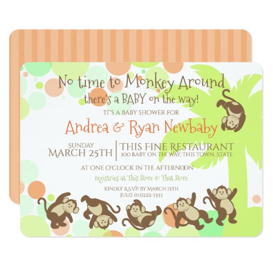 Monkey Jungle Baby Shower Card