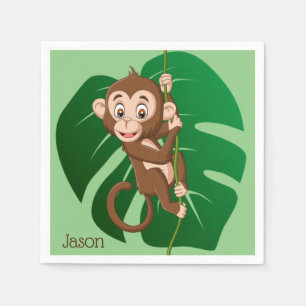 Monkey Jungle Leaf Design Napkin