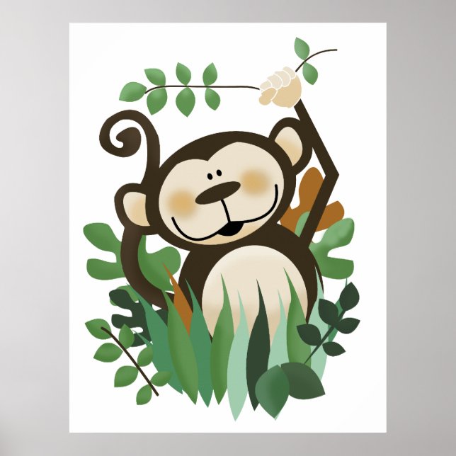 Monkey Jungle Safari Wall Art Print (Front)