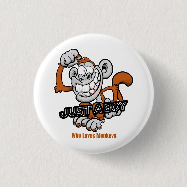 monkey  just a boy  1 inch round button (Front)