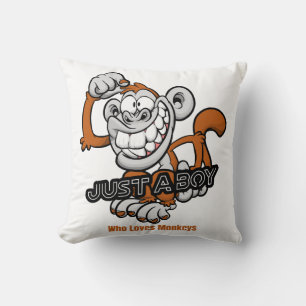 monkey just a boy throw pillow
