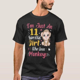 Monkey Just A Girl Who Loves Monkeys 11th Birthday T-Shirt