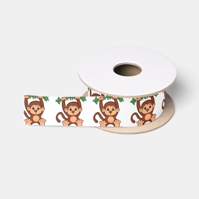 Monkey Just Hanging Around Satin Ribbon (Spool)