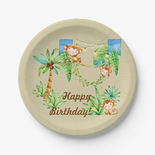 Monkey Kid Paper Plate (Front)
