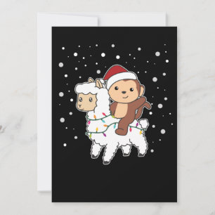 Monkey Lama Christmas Snow Winter Animals Holiday Card