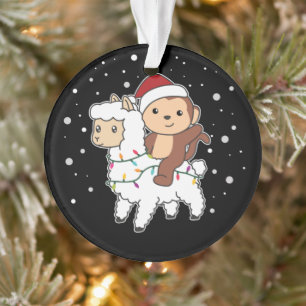 Monkey Lama Christmas Snow Winter Animals Ornament