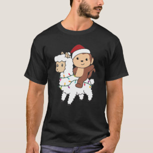 Monkey Lama Christmas Snow Winter Animals T-Shirt