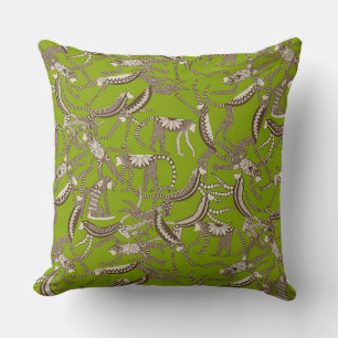 monkey lime throw pillow