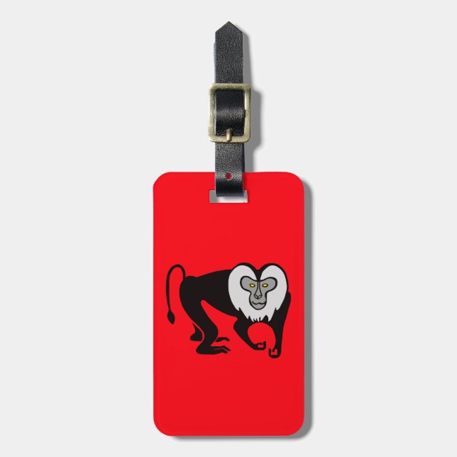 Monkey - Lion-tailed MACAQUE  - Wildlife - Red Luggage Tag (Front Vertical)