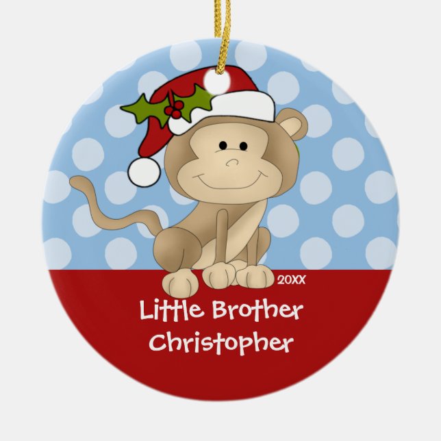 Monkey Little Brother Christmas Ornament (Front)