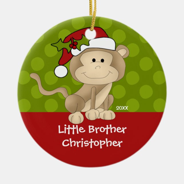 Monkey Little Brother Christmas Ornament (Front)