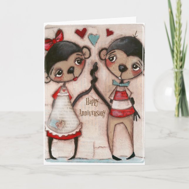Monkey Love - Anniversary Card (Front)