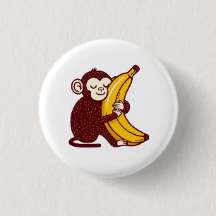 Monkey Love Banana 1 Inch Round Button