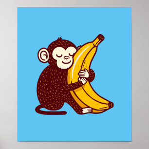 Monkey Love Banana Poster