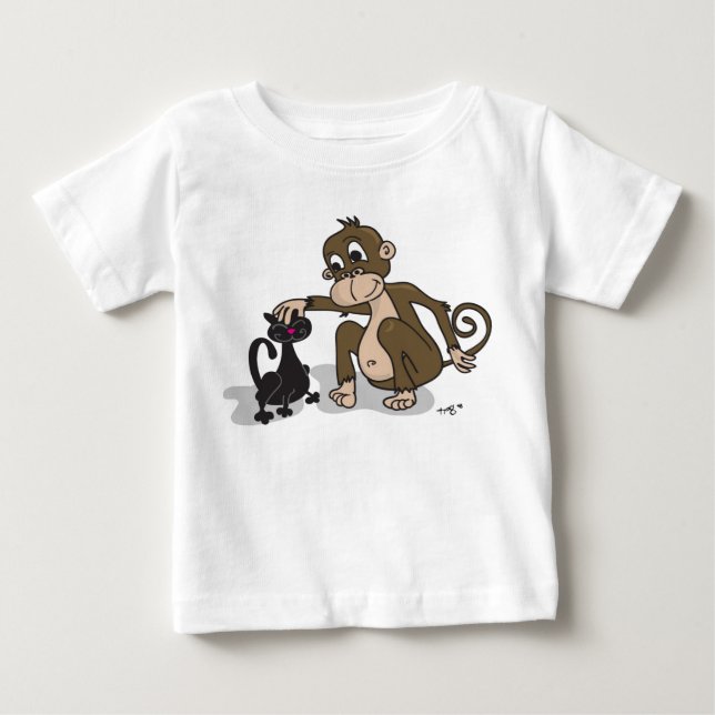 Monkey Love Cat Baby T-Shirt (Front)