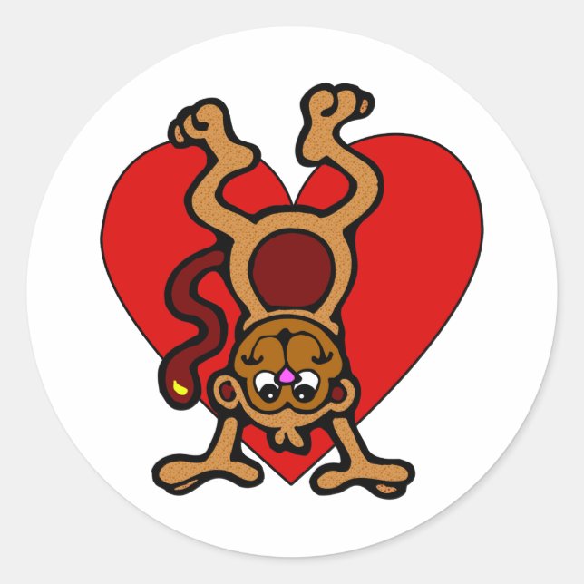 Monkey Love Classic Round Sticker (Front)