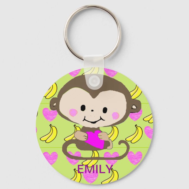 Monkey Love - Personalized Keychain (Front)