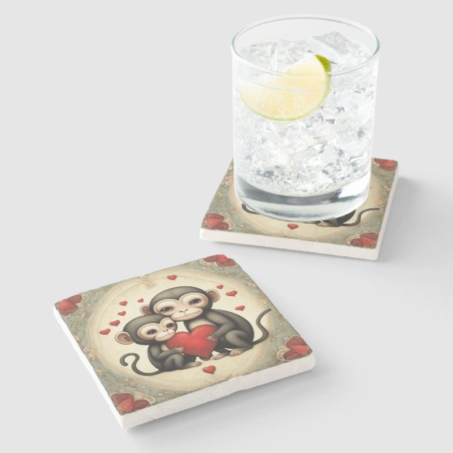 Monkey Love Stone Coaster (Side)
