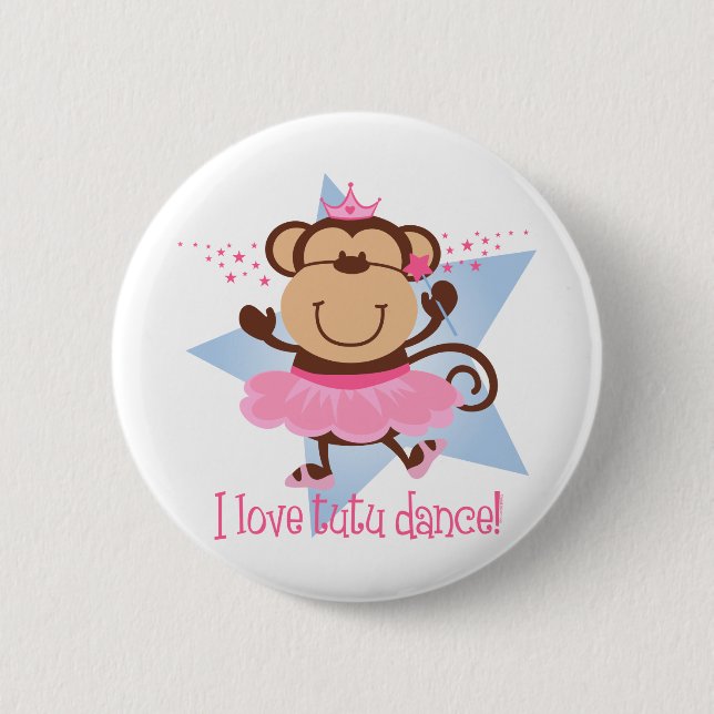 Monkey Love Tutu Dance 2 Inch Round Button (Front)