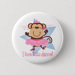 Monkey Love Tutu Dance 2 Inch Round Button