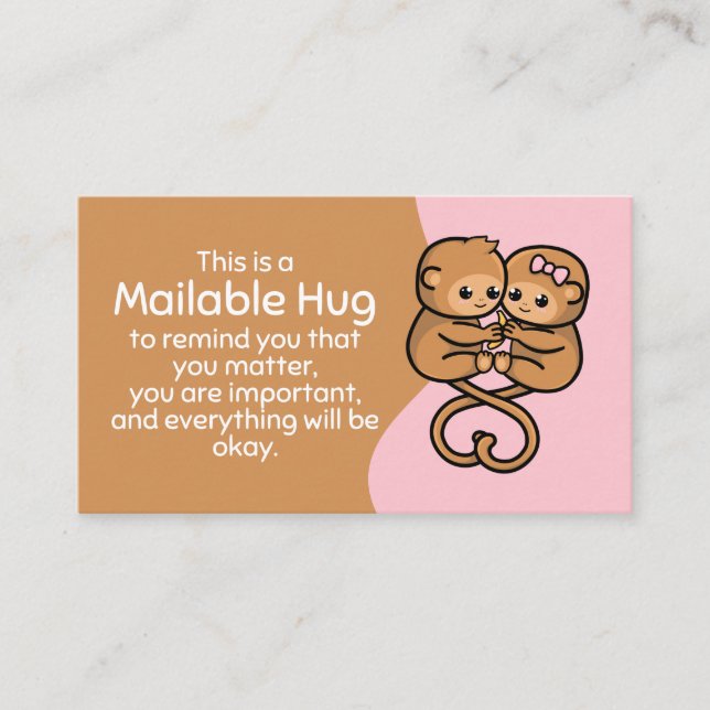 Monkey Mailable Hug Cards (Front)