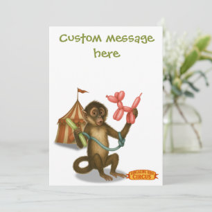 Monkey making balloon animals. Add your message. Card