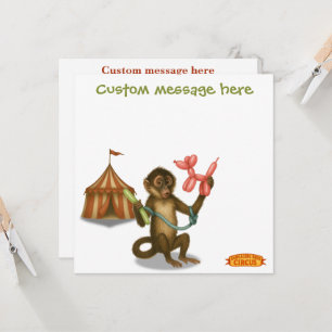 Monkey making balloon animals. Add your message. Card