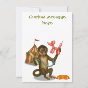 Monkey making balloon animals. Add your message. Thank You Card