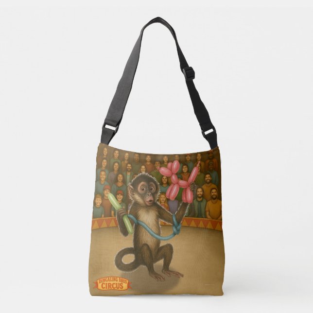Monkey making balloon animals crossbody bag (Front)