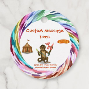 Monkey making balloon animals favour tags