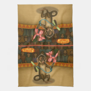 Monkey making balloon animals kitchen towel