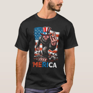 Monkey Merica Rock American Flag Patriotic 4Th Of T-Shirt