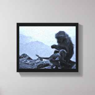 Monkey Mom and Baby Canvas Print