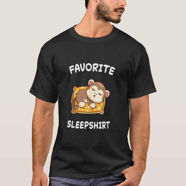 Monkey Monkeys Nap Sleeping Sleep Pyjamas Pajama T-Shirt (Front)