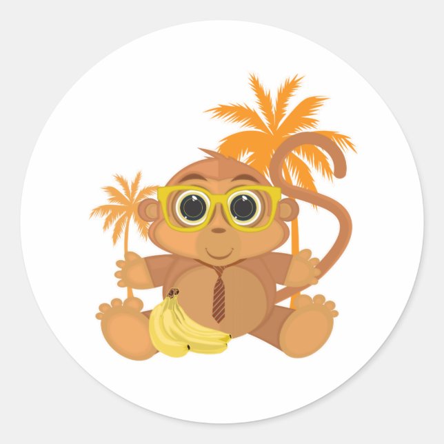 Monkey Nerd  Classic Round Sticker (Front)