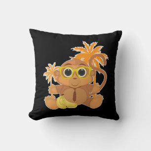 Monkey Nerd Throw Pillow