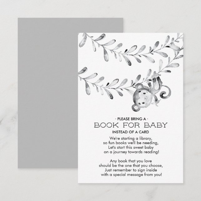Monkey Neutral Baby Shower Book for Baby Card (Front/Back)