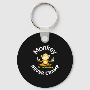 Monkey Never Cramp Eat A Banana Raglan Baseball Te Keychain