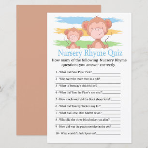 Monkey Nursery Rhyme Quiz baby shower game