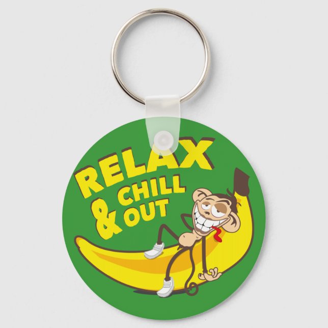 Monkey On Banane - Relax And Chill Out! Keychain (Front)