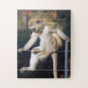 Monkey on Fence with Funny Quote Puzzle