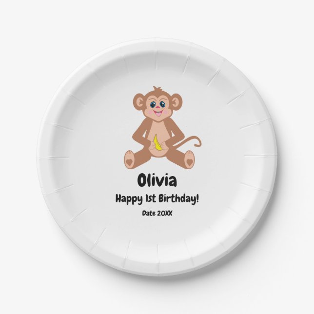 Monkey on White Paper Plate (Front)