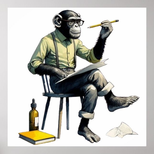 Monkey Paiter Wearing Sunglasses Poster (Front)