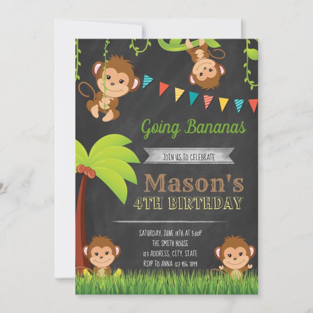 Monkey party invitation (Front)
