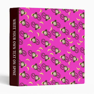 Monkey Pattern Custom Avery Binder Hot Pink/Brown