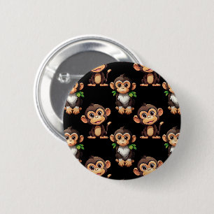 Monkey Pattern Design Black 2 Inch Round Button