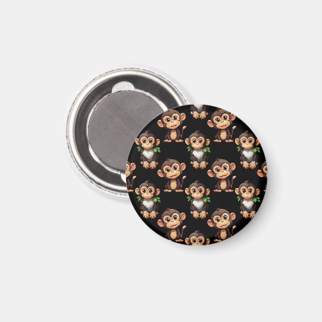 Monkey Pattern Design Black  Magnet (Front/Back)
